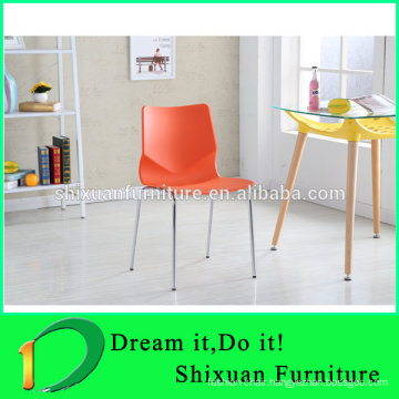 PP seat stackable metal dining chair